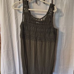 Maurices Olive Green Crochet Yoke Tank